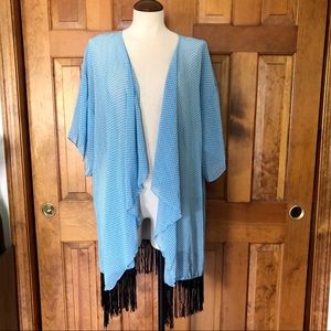 Sheer Blue Fringe Lindsay LuLaRoe L